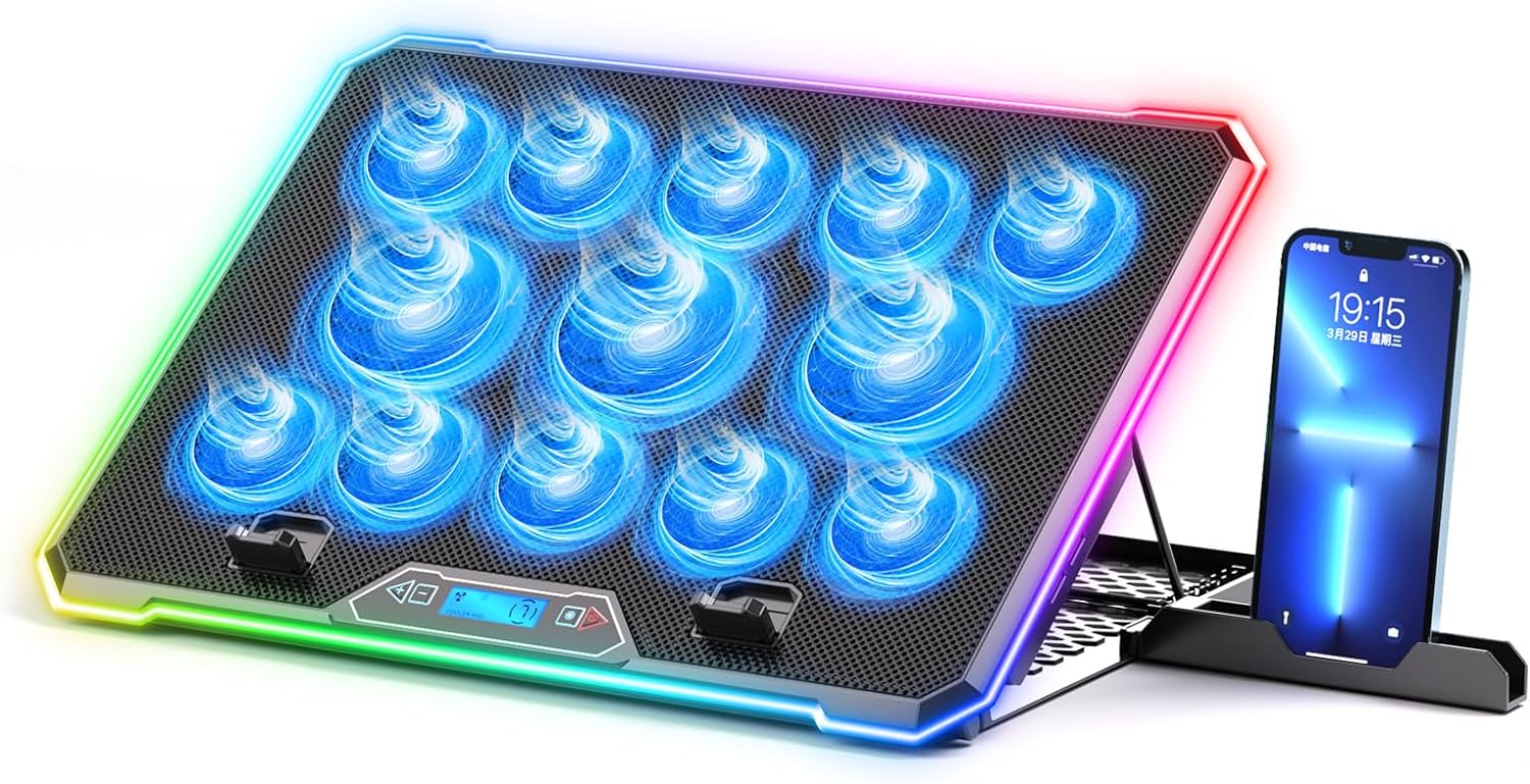 Cooling Stand Tablet - كمبيوتر محمول RGB وسادة تبريد ،