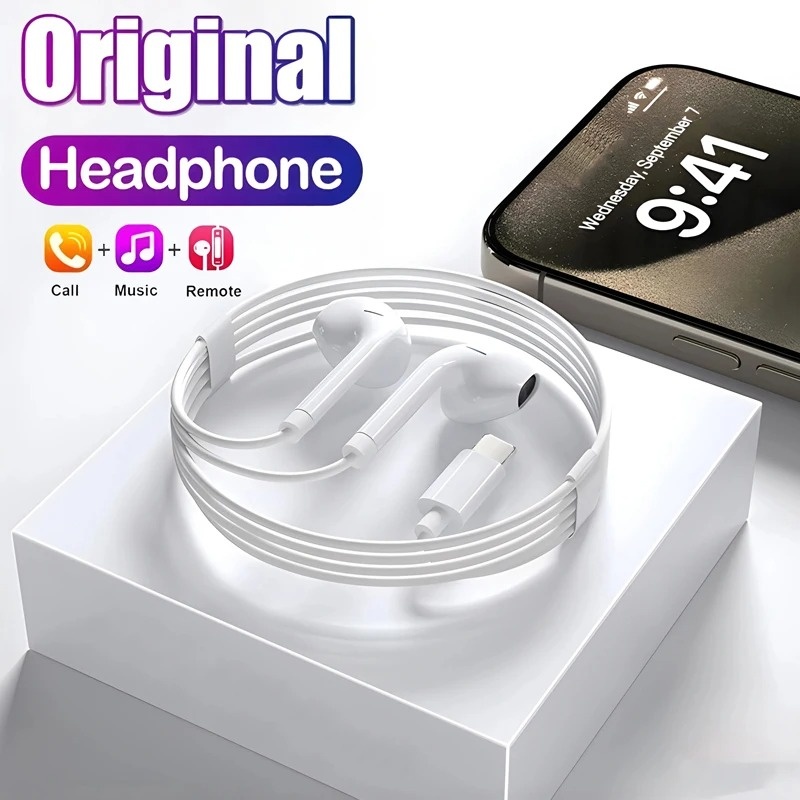 Wired Earphone Lightning - سماعات أصلية لأجهزة آبل آيفون 15